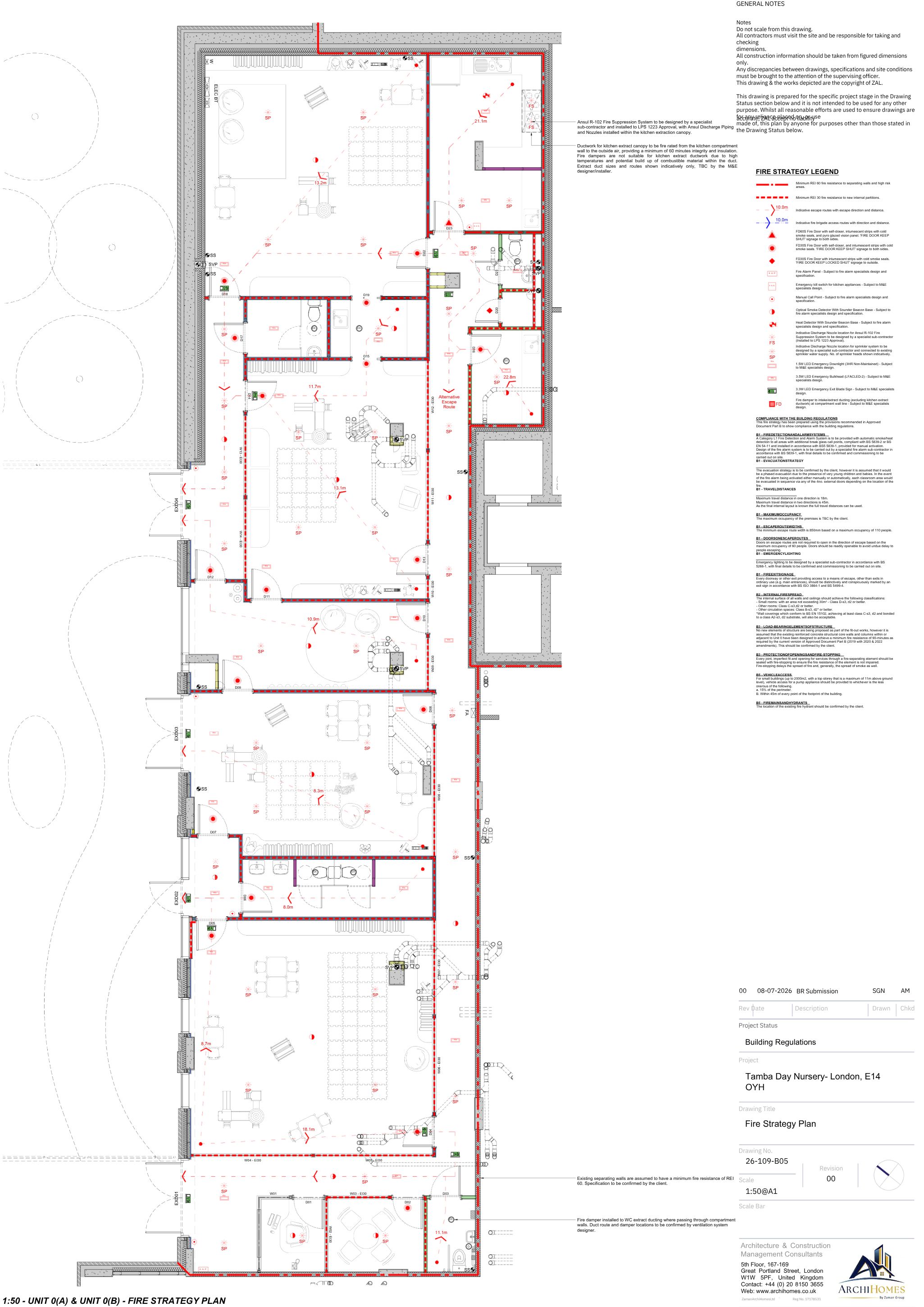 Tamba Day Nursery — fire strategy plan — building regulations drawing