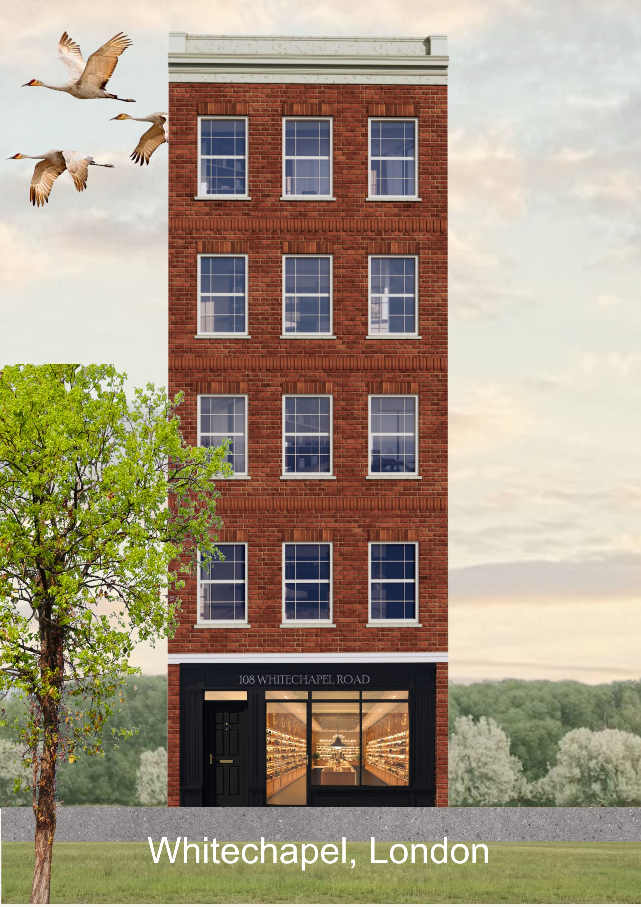 Architectural Design, Whitechapel — front façade architectural visualisation